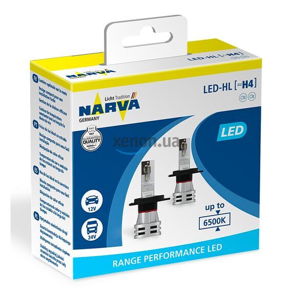 NARVA Range Performance LED H4 24W 6500K комплект 2 шт , изображение 3