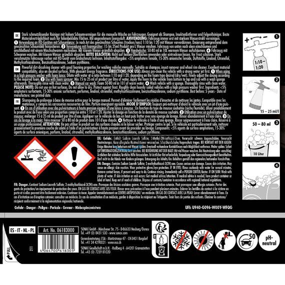 SONAX PROFILINE ActiFoam Energy активная пена очиститель 5 л, Объем: 5 л, Запах: Без запаха , изображение 7