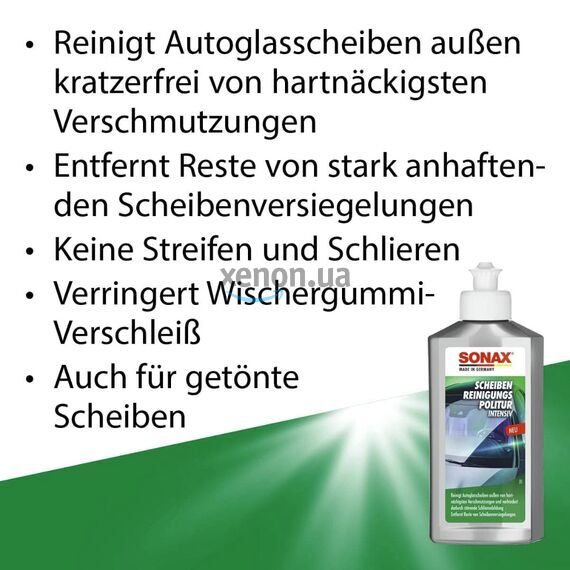 SONAX Scheiben Reinigungs Politur intensiv полироль для глубокой очистки стекла 250 мл , изображение 6